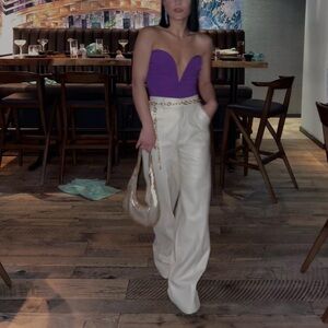 Zara Beige Faux Leather High-Waist Skirt/Shorts